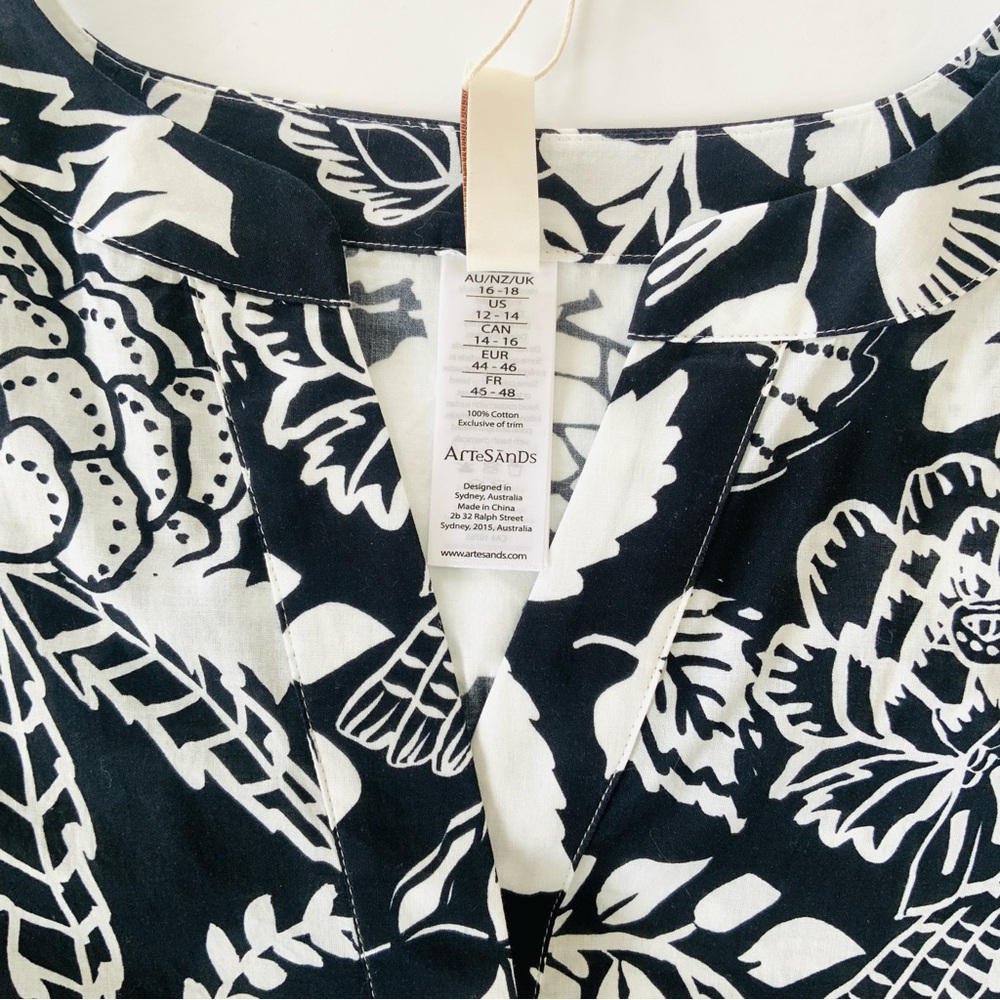 ArTeSÄNDs Amadeus Cantata Forte Black White Print Cotton Dress Size 12-14 NWT - Picture 11 of 15
